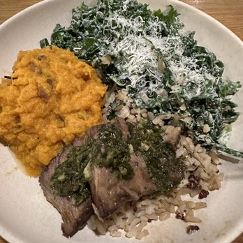 Modern Market Eatery - Braised Angus Beef Bowl. Curry Sweet Potato. Kale Caesar Salad - Salad Near Me - Austin, Texas