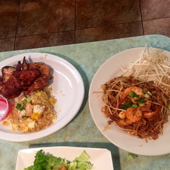 Thai BBQ - {left} Chicken Dinner (all white meat) & {right} Shrimp Pad Thai - Thai Near Me - Las Vegas, Nevada Thai BBQ - {left} Chicken Dinner (all white meat) & {right} Shrimp Pad Thai - Thai Near Me - Las Vegas, Nevada