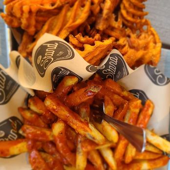 The Stand - American Classics Redefined - Fire fries and sweet potato friws - New American Near Me - Santee, California The Stand - American Classics Redefined - Fire fries and sweet potato friws - New American Near Me - Santee, California