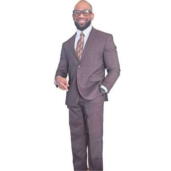 Men's Mart - Burgundy with stripes suit, matching tie, and Mason Blue dress shirt. - Men's Clothing Near Me - Rockaway, New Jersey
