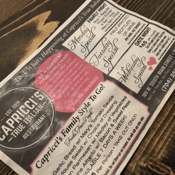 Capriccis True Italian - Current specials - Italian Near Me - Waxhaw, North Carolina