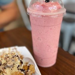 Tea-riffic Churro - The Strawberry Smoothie and what was left of the churro sundae.