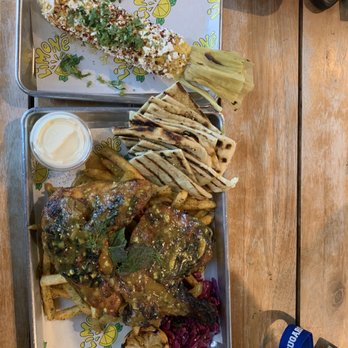 Limoné Mediterranean - Chicken combo..(Lemon chicken, fries, cabbage, and corn. - Mediterranean Near Me - Glendora, California