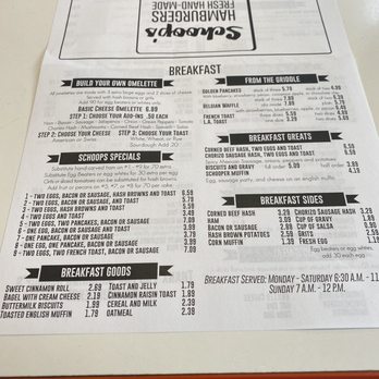 Schoop's Hamburgers - Breakfast menu - Burgers Near Me - Michigan City, Indiana Schoop's Hamburgers - Breakfast menu - Burgers Near Me - Michigan City, Indiana