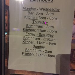 Antler's Sports Bar & Grill - Hours kitchen is open