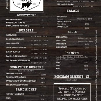 The Bull Pen Grill - Menu - American Near Me - Mize, Mississippi The Bull Pen Grill - Menu - American Near Me - Mize, Mississippi
