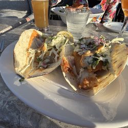 The Oyster Catcher - Fish tacos ...only ok. Need more spice more sauce more pizzazz ...fish was fresh and I ate all of that part!