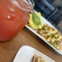 Cute glass with strawberry lemonade