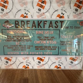 Bunz - Breakfast menu 12/2023 - Burgers Near Me - San Antonio, Texas Bunz - Breakfast menu 12/2023 - Burgers Near Me - San Antonio, Texas
