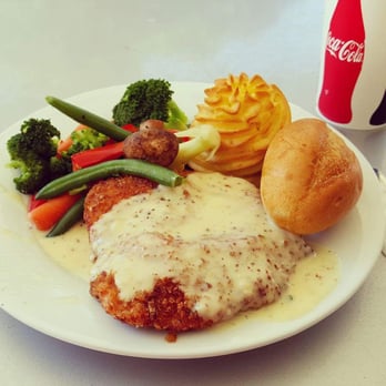 Commons Cafe - Pecan Crusted Chicken, Duchess Potatoes, and Veggies - Cafes Near Me - Austin, Texas
