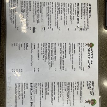 Moctezuma - Menu - Mexican Near Me - Fairfield, California