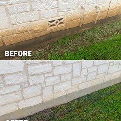 Guardian Pressure Washing - Red clay stains, before and after being removed.