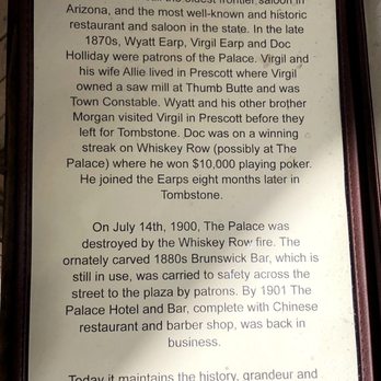 The Palace - Historical Info Posted Near the Entrance - Bars Near Me - Prescott, Arizona The Palace - Historical Info Posted Near the Entrance - Bars Near Me - Prescott, Arizona