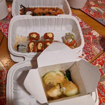 Oku - Salmon carpaccio, shrimp fried rice, bok choy, way of the dragon roll - Sushi Bars Near Me - Santa Barbara, California Oku - Salmon carpaccio, shrimp fried rice, bok choy, way of the dragon roll - Sushi Bars Near Me - Santa Barbara, California