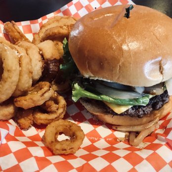 Shaw's Patio Bar & Grill - Bacon Cheeseburger with grilled onions and onion rings - Burgers Near Me - Fort Worth, Texas Shaw's Patio Bar & Grill - Bacon Cheeseburger with grilled onions and onion rings - Burgers Near Me - Fort Worth, Texas