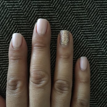 Hands and Feet Nail Spa - Gel mani with rose gold accent nail - Nail Salons Near Me - Carson, California