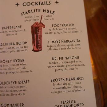 Starlite - Menu - Cocktail Bars Near Me - San Diego, California Starlite - Menu - Cocktail Bars Near Me - San Diego, California