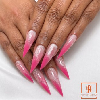 Acrylic Nail Bar - Hot pink ombré with a soft sugar sparkle finish - Nail Salons Near Me - La Puente, California