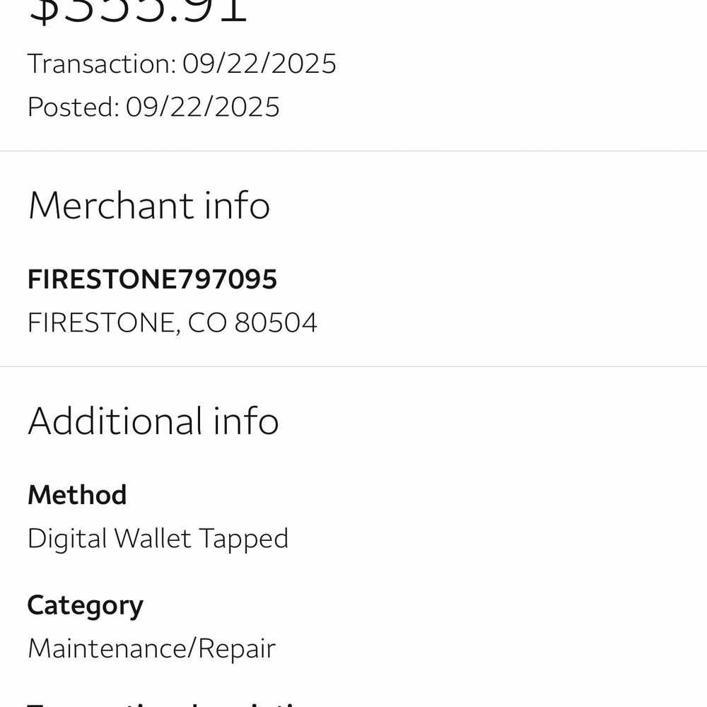 Firestone Complete Auto Care - Recipe, how much they charged me. - Tires Near Me - Firestone, Colorado