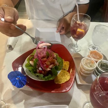 Guayacan Miami Restaurant - Delicia Ceviche de Camarones with tostada! Yummy app - Nicaraguan Near Me - Miami, Florida