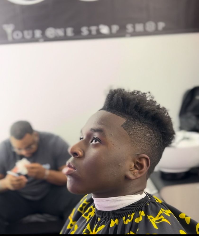 One Stop Barber Shop Logo
