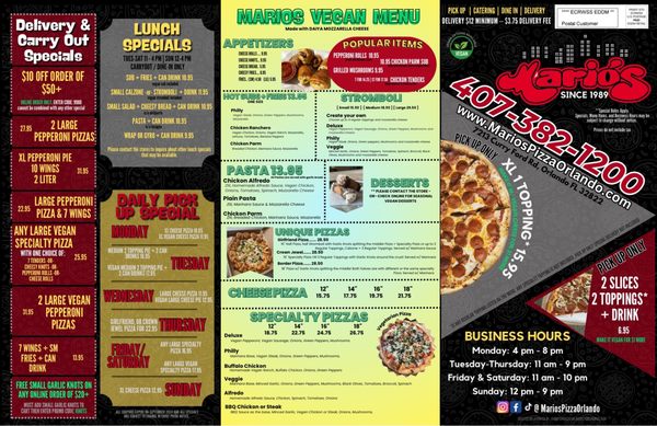 Menu photo 8 Mario's Pizza Orlando, FL