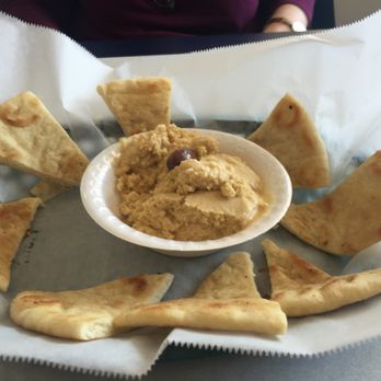 Mythos Grill - Hummus appetizer - it is very thick, pita folds like a leaf. - Greek Near Me - Greensboro, North Carolina