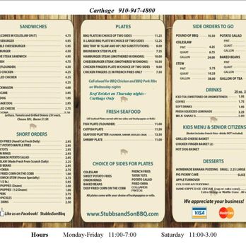 Stubbs & Son BBQ - Menu - Barbeque Near Me - Carthage, North Carolina Stubbs & Son BBQ - Menu - Barbeque Near Me - Carthage, North Carolina