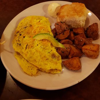 Ginger Sue's - West Coast Omelette with biscuit and seasoned breakfast potatoes - Breakfast & Brunch Near Me - Liberty, Missouri