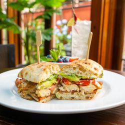 THE RHO SANDWICH - chicken, bacon, ranch, avocado, tomato, cibatta
served with potato chips, potato salad, or fruit