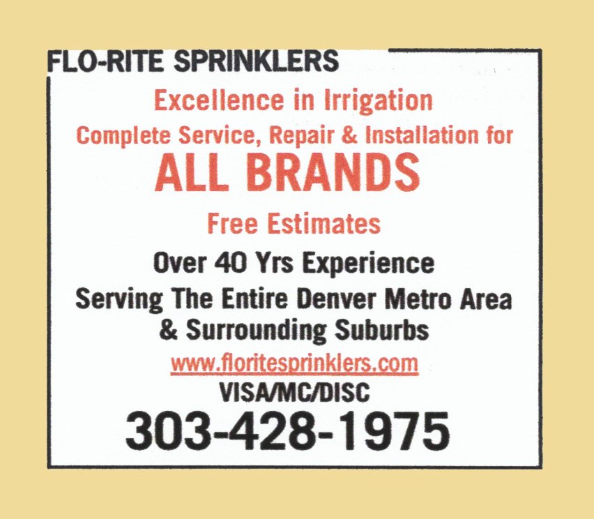FLORITE SPRINKLERS Updated August 2024 Brighton, Colorado