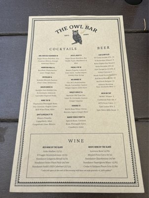 Menu photo 8 The Owl Bar Sundance, UT