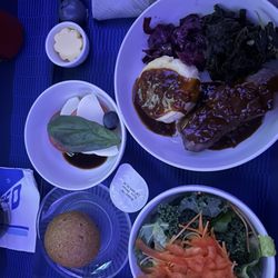 United Airlines - Beef short rib, mozzarella salad.