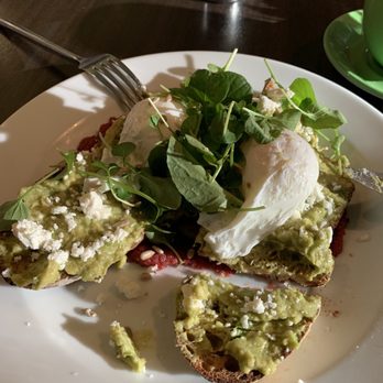 Harry's Café Bar - Avocado toast with poached eggs on a bed of beetroots. - Bars Near Me - Dun Laoghaire, D Harry's Café Bar - Avocado toast with poached eggs on a bed of beetroots. - Bars Near Me - Dun Laoghaire, D