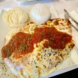 Milanesa Napolitana with Mashed Potatoes. Milanesa Napolitana with Mashed Potatoes.