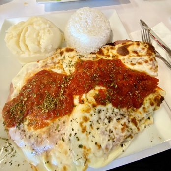 Dona Paulina - Milanesa Napolitana with Mashed Potatoes. - Latin American Near Me - Miami, Florida Dona Paulina - Milanesa Napolitana with Mashed Potatoes. - Latin American Near Me - Miami, Florida