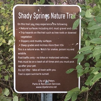 Shady Springs Park - A nature trail meanders over a hilly area behind the playground. - Parks Near Me - St Peters, Missouri Shady Springs Park - A nature trail meanders over a hilly area behind the playground. - Parks Near Me - St Peters, Missouri