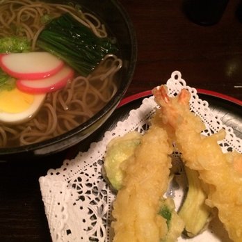 Iccho Restaurant - Springy buckwheat soba with tempura on top: shrimp, sweet potato, zucchini, green pepper. Good tempura! - Sushi Bars Near Me - Torrance, California Iccho Restaurant - Springy buckwheat soba with tempura on top: shrimp, sweet potato, zucchini, green pepper. Good tempura! - Sushi Bars Near Me - Torrance, California