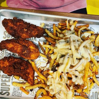 Super Chix - Chicken 3 Piece Tenders and Regular Side of Loaded Fries - Chicken Shop Near Me - Hoover, Alabama Super Chix - Chicken 3 Piece Tenders and Regular Side of Loaded Fries - Chicken Shop Near Me - Hoover, Alabama