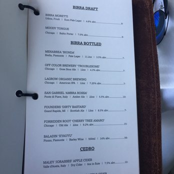Acanto - Beer menu - Italian Near Me - Chicago, Illinois