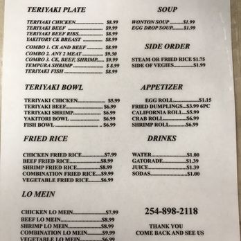 Teriyaki Bowl - Menu - Chinese Near Me - Glen Rose, Texas Teriyaki Bowl - Menu - Chinese Near Me - Glen Rose, Texas