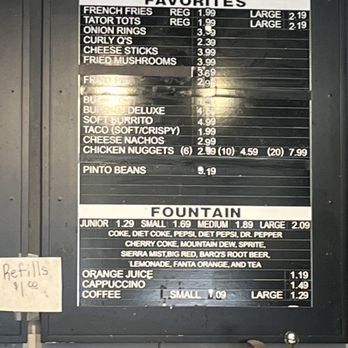 Dari-Delite Restaurant - a menu on the wall - American Near Me - Paris, Arkansas