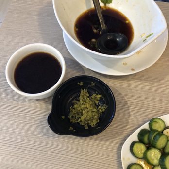 The Upper House - Leftover broth from the braised beef noodle soup cucumber salad appetizer - Chinese Near Me - Claremont, California