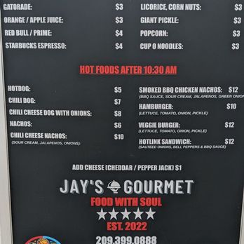 Jay’s Gourmet - Menu May 2026 at Legacy Fields Sports Complex (soccer fields) - Caterers Near Me