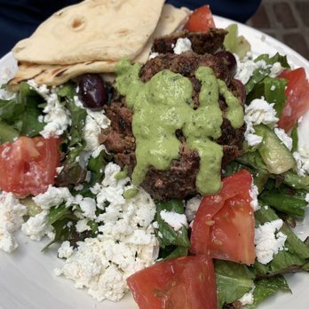 Olive Pit Grill -  Brea - Mediterranean salad with lamb sausage - Greek Near Me - Brea, California