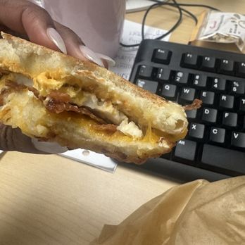 Einstein Bros. Bagels - Bacon, egg & cheese with jalepeno cream cheese. - Bagels Near Me - Dallas, Texas Einstein Bros. Bagels - Bacon, egg & cheese with jalepeno cream cheese. - Bagels Near Me - Dallas, Texas