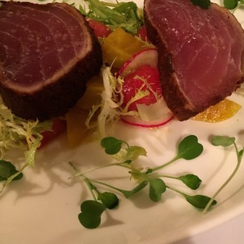 Le Marais - Just A Little Ocean Zing~~~(Rare, Chili-Crusted Tuna W/Baby Beets, Radishes in A Tomatillo Sauce)- Freaking Tasty - French Near Me - New York, New York Le Marais - Just A Little Ocean Zing~~~(Rare, Chili-Crusted Tuna W/Baby Beets, Radishes in A Tomatillo Sauce)- Freaking Tasty - French Near Me - New York, New York