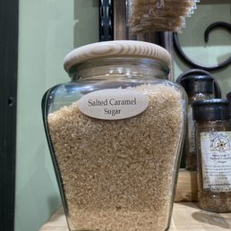 a jar of salted caramel sugar a jar of salted caramel sugar