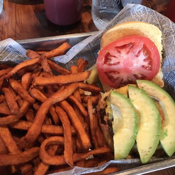 The Committed Pig - Burger and sweet potato fries YUM - Breakfast & Brunch Near Me - Manasquan, New Jersey