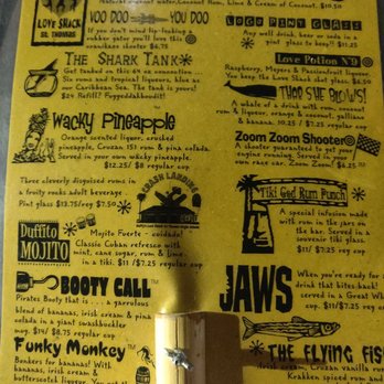 Duffy's Love Shack - Flip side of the drink menu - Music Venues Near Me - St. Thomas, Virgin Islands